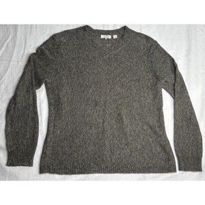 Inhabit Linen Sweater XL Marled Brown Black Lagenlook Light Weight V Neck